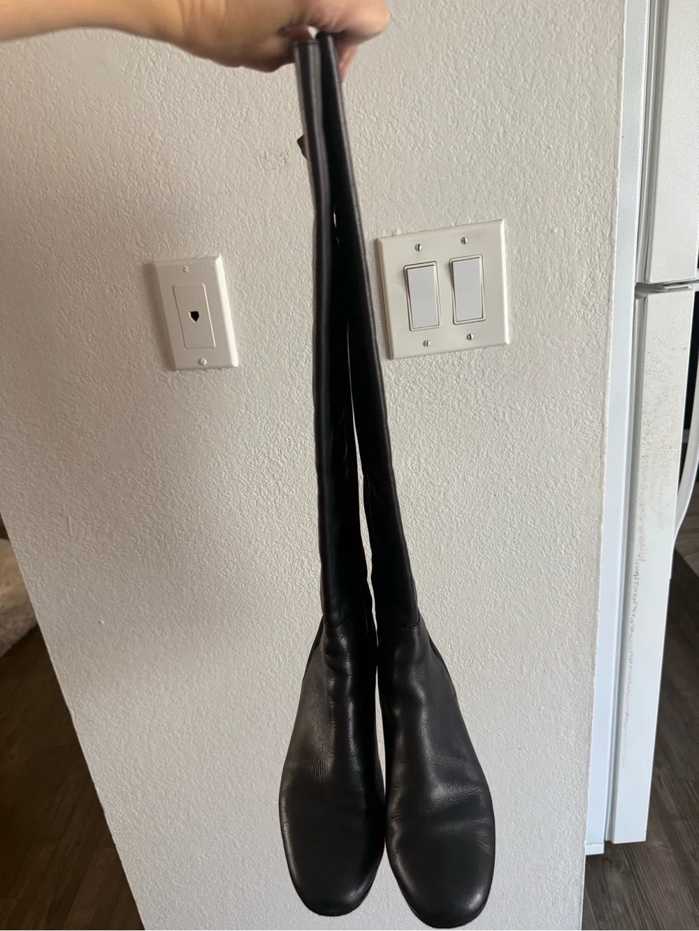 Vince Camuto Black Over-the-Knee Stretch Leather Boots
